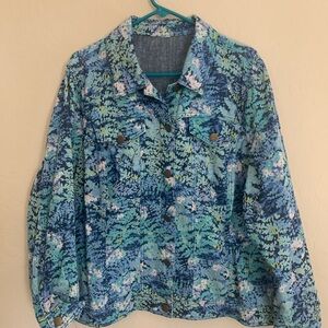 Christopher & Banks is Vibrant Floral Print Trucker Jacket Size XL